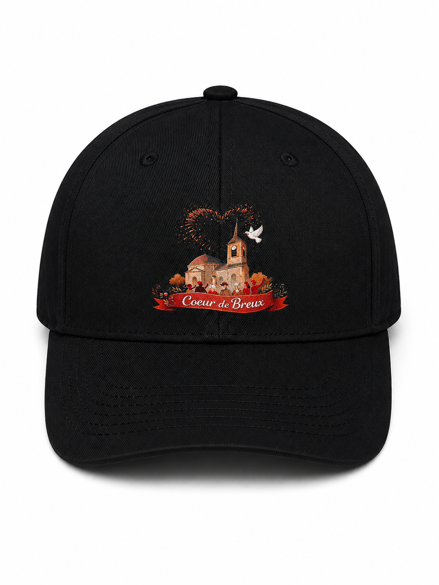Casquette noire avec le logo de l'association Cœur de Breux
